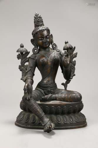 Copper Bodied Statue of Bodhisattva