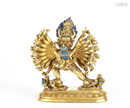 Chinese Gilt Bronze Buddha Figure of Vidyaraja