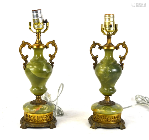 Pr Antique Onyx Lamps