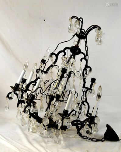 Large Baroque Style Rock Crystal Chandelier