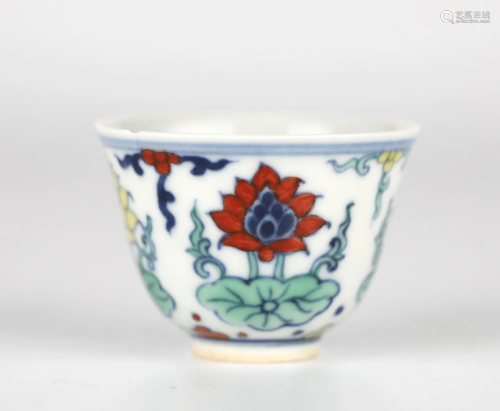 Chinese Doucai Glazed Wine Cup
