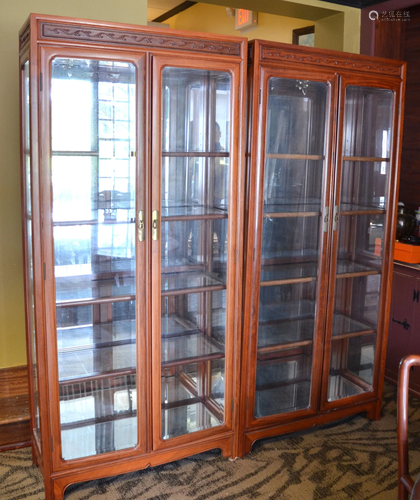 Pr Chinese Hardwood Display Cabinets