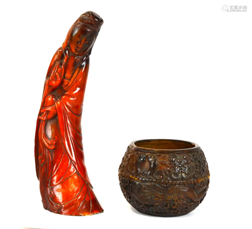 Two Chinese Horn Carvings