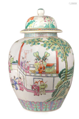 A 19th century Chinese Famille Rose vase and cover