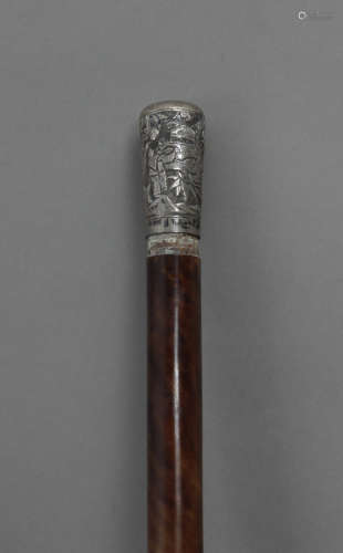A first third of 20th century baton with a silver handle and...