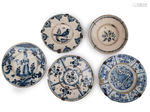 A set of five trays in Catalan pottery from 18th-19th centur...