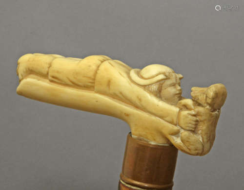A 19th century Central-European walking stick with an ivory ...
