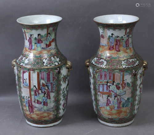 A pair of 19th century Chinese Canton Famille Rose porcelain...