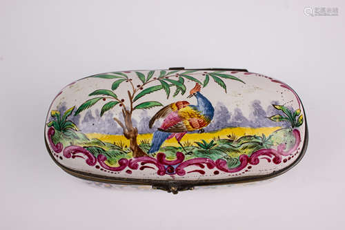 A gilt brass and enamel French snuff box circa 1750