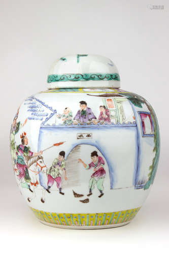 A 19th century Chinese Famille Rose vase and cover