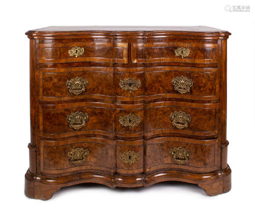 A first half of 18th century German walnut chest of drawers