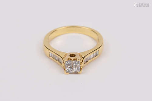 A princess cut diamonds illusion solitaire ring