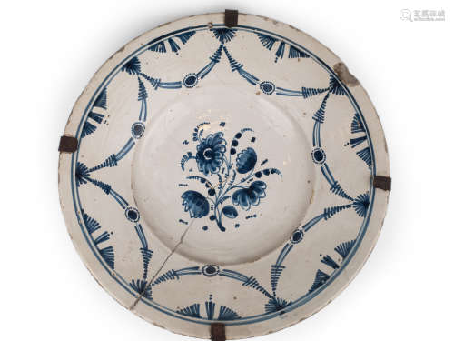 A late 18th century-early 19th century plate in catralan pot...
