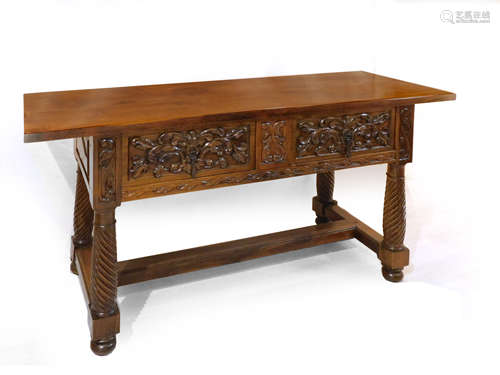 A 20th century Castilian style walnut table