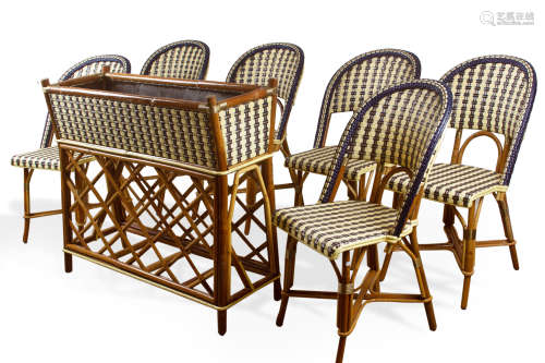Maison Gatti. Set of six 'Select' chairs and a 'Croisillons'...