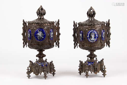 A pair of Neo-Gothic decorative urns, France, late 19th cent...