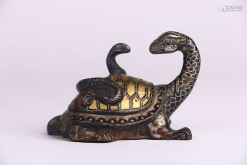 Gold and Silver Xuan Turtle Ornament
