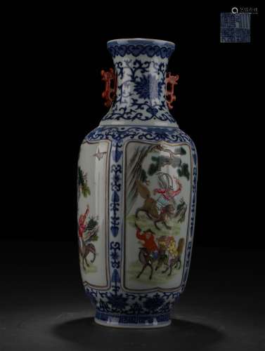 Blue-and-white Famille Rose Vase