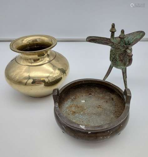Qing Dynasty Chinese censor bronze pot [6 character signatur...