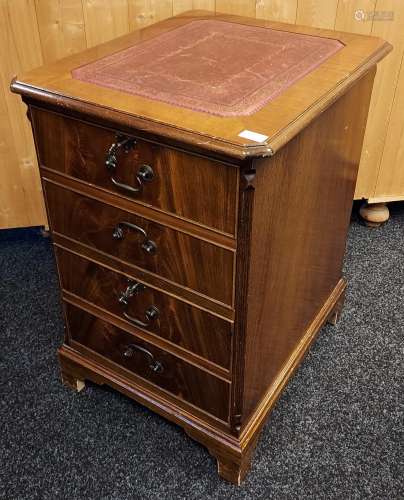 A Reproduction two drawer file cabinet with red leather top....