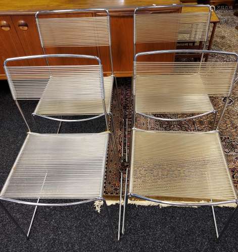 A Set of four 1970'S Chromed Spaghetti chairs. Possibly Ital...