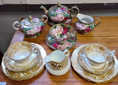 A 10 Piece Hammersley & co part tea set together with a hand...