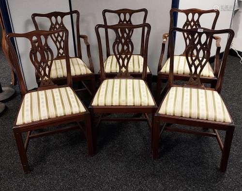 A Set of 6 reproduction Chippendale style dining chairs.