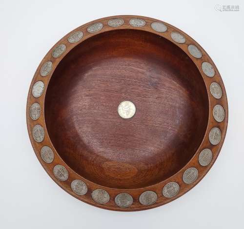 Antique collection bowl inlaid with one shillings dated from...