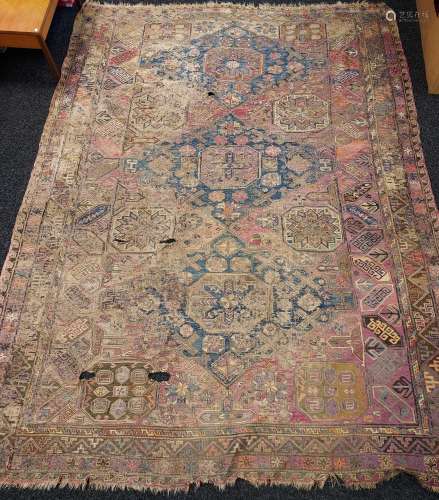 A Large Antique Persian hand woven rug. [As Found- see image...