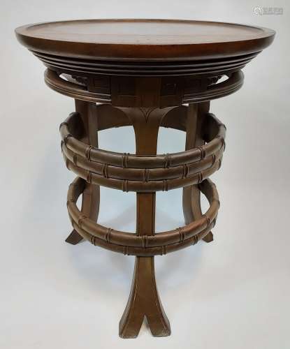 Antique hand carved Chinese console table, in a barrel form....