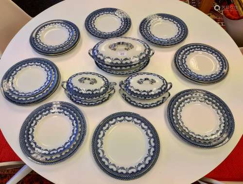 A Victorian blue and white dinner service produced by Malver...