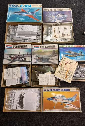 A Selection of vintage Military model aeroplane model kits. ...