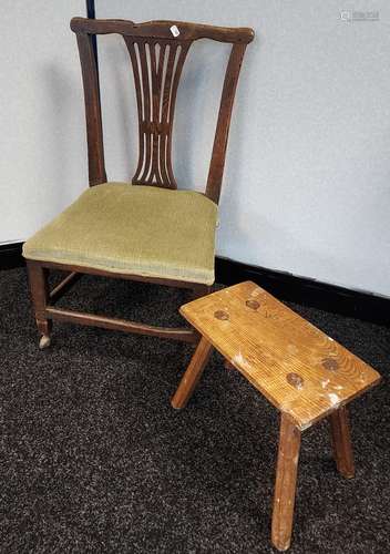 A Georgian Chippendale style chair together with an antique ...