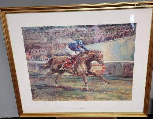 A Limited edition [469/850] horse racing print titled 'Nashw...