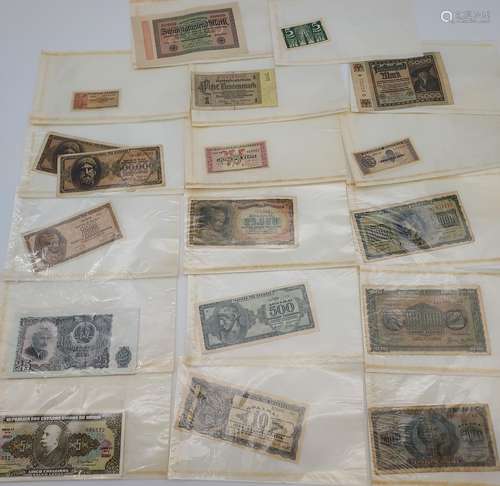 A Collection of old foreign bank notes