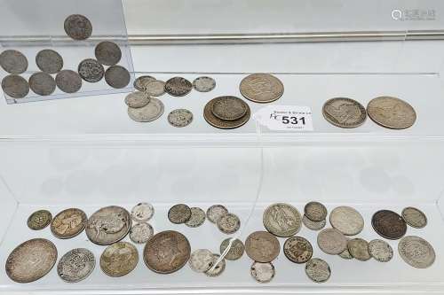 A Collection of silver Victorian and later coins.
