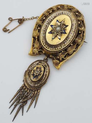 A Victorian Yellow metal mourning brooch. [11.68grams]