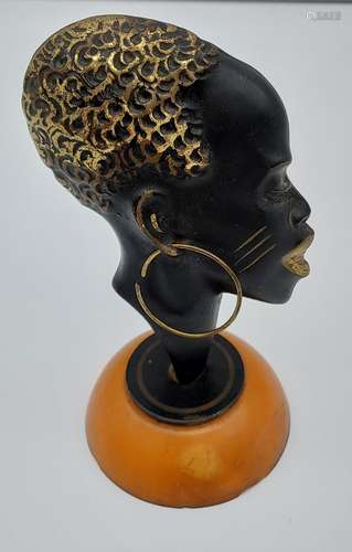 Possible Karl Hagenauer Bronze head sculpture sat upon a but...