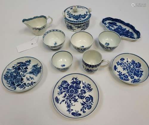 A Collection of English blue and white porcelain 18th centur...