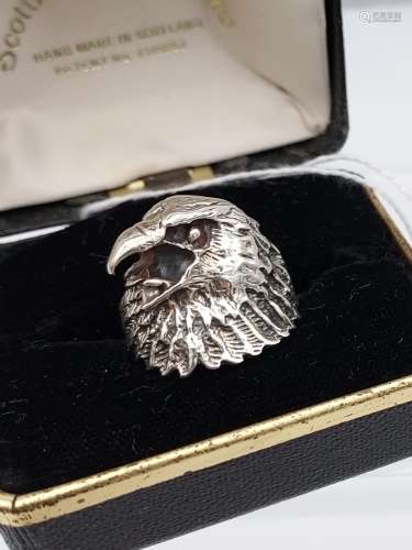 A silver eagle headed ring [6.98g]