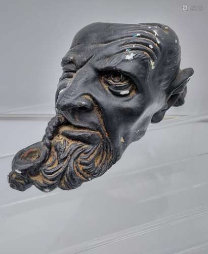 An Art Nouveau chalk Fagan style bust head, ink well pot.