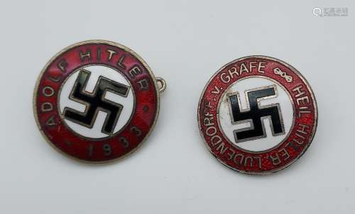 Two German nazi enamelled Hitler Youth badges.