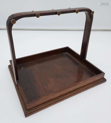 Antique Chinese tea serving tray with handle detailing turne...