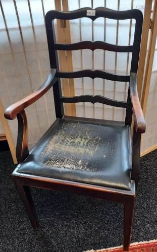 A 19TH CENTURY Ships ladder back arm chair.