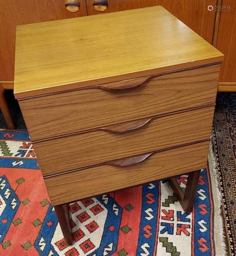 A Mid century Europa Furniture three drawer side unit. [71x5...