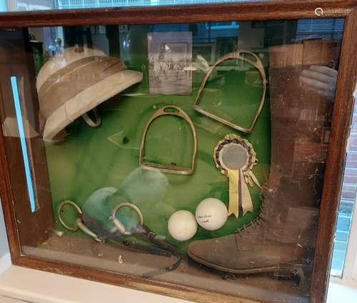 A Vintage hand made polo horse display. [60x76cm]