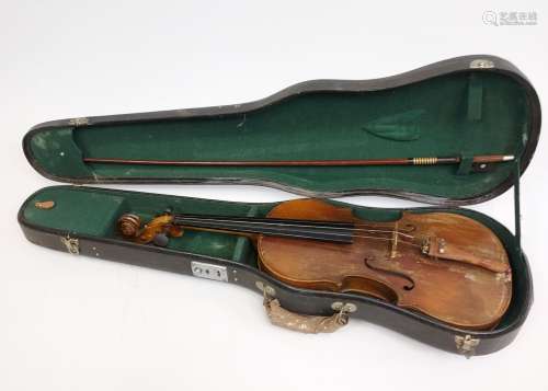 Antique Violin, bow and travel case