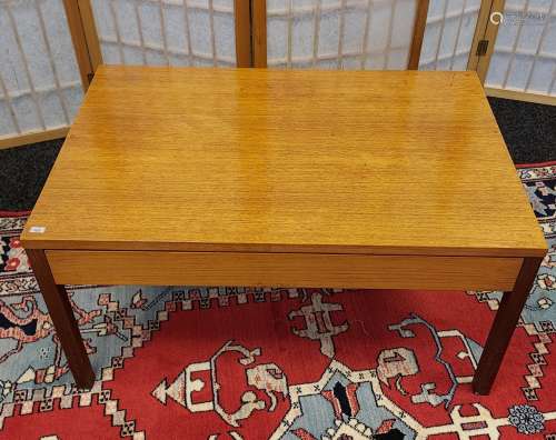A Mid century Meredew teak side table with pull out single d...