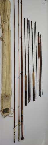 A Collection of antique fishing rods, Includes P.D.Malloch M...
