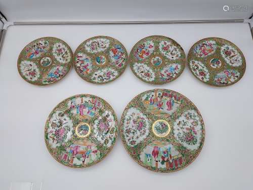 A Lot of 6 Antique Chinese Famille Rose hand painted plates....